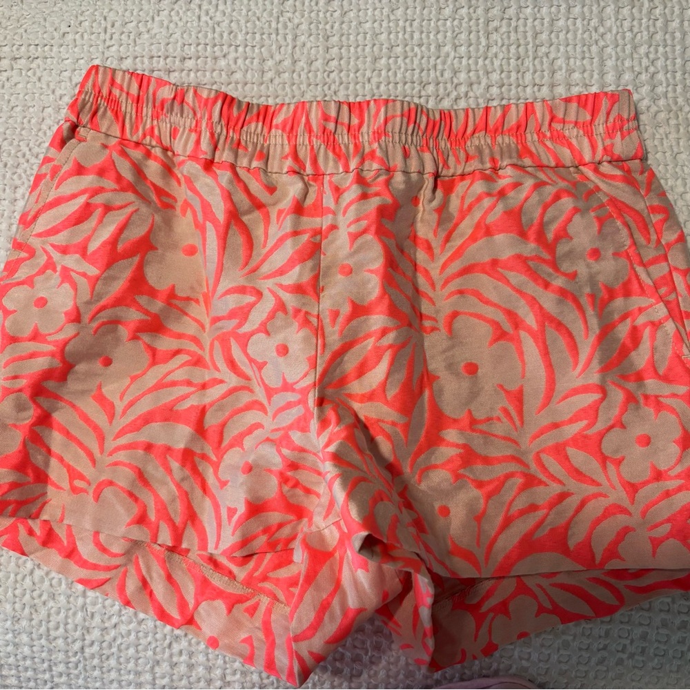 J. Crew Pink High Waist Shorts with Tropical Design